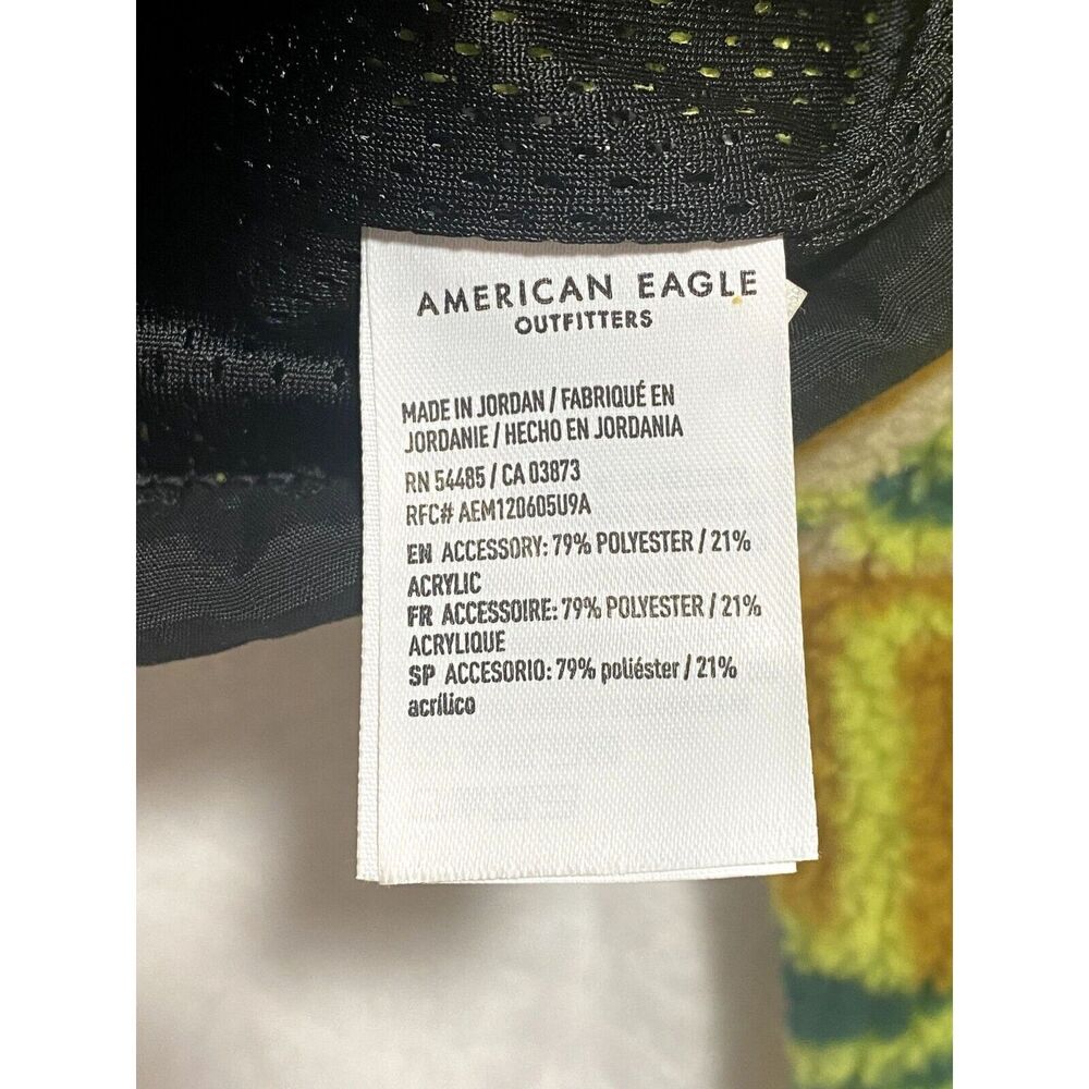 American Eagle Medium Jacket Sherpa Fleece Southwest Print Green Yellow Unisex - Picture 11 of 11